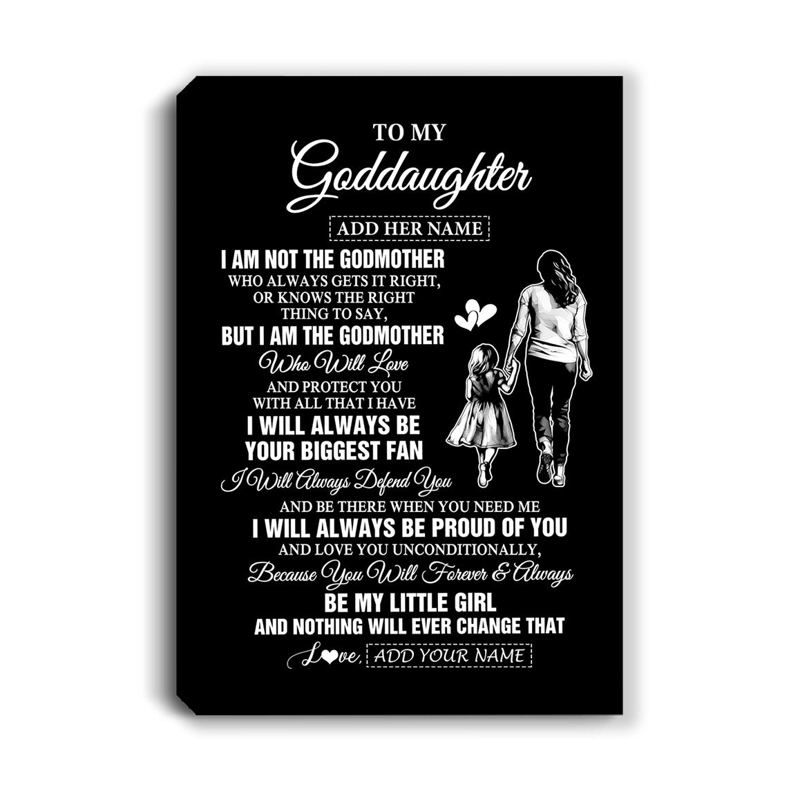 Personalized To My Goddaughter Gifts Canvas From Godmother Biggest Fan Birthday Gifts For Goddaughter From Godmother Uncle Christmas Custom Wall Art Framed Canvas | teecentury