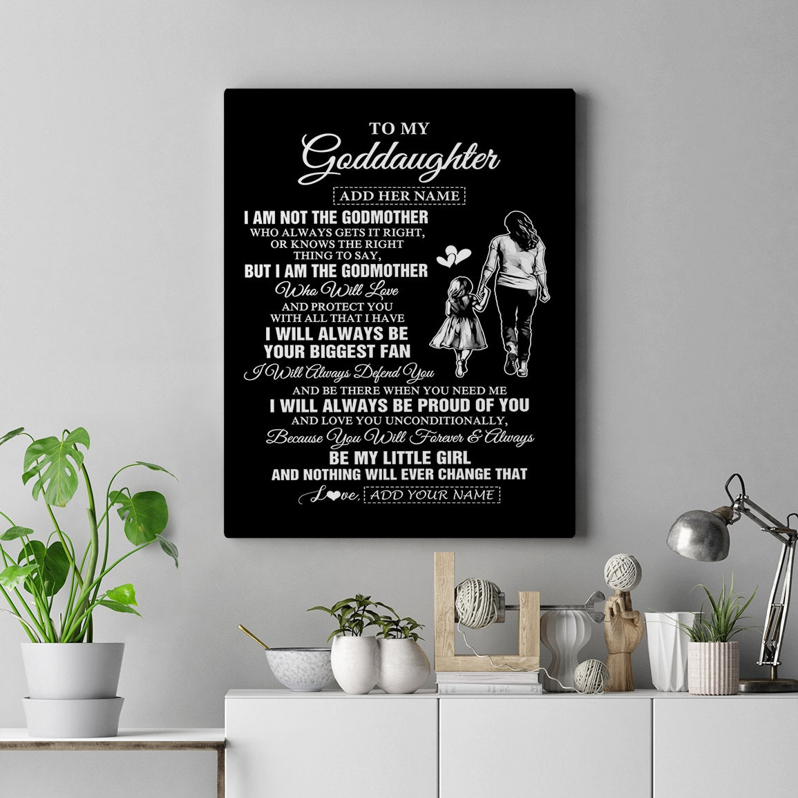 Personalized To My Goddaughter Gifts Canvas From Godmother Biggest Fan Birthday Gifts For Goddaughter From Godmother Uncle Christmas Custom Wall Art Framed Canvas | teecentury