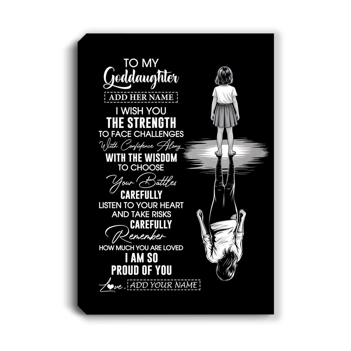 Personalized To My Goddaughter Gifts Canvas From Godmother Uncle I Wish You The Strength Goddaughter Birthday Gifts Christmas Graduation Custom Wall Art Framed Canvas | teecentury