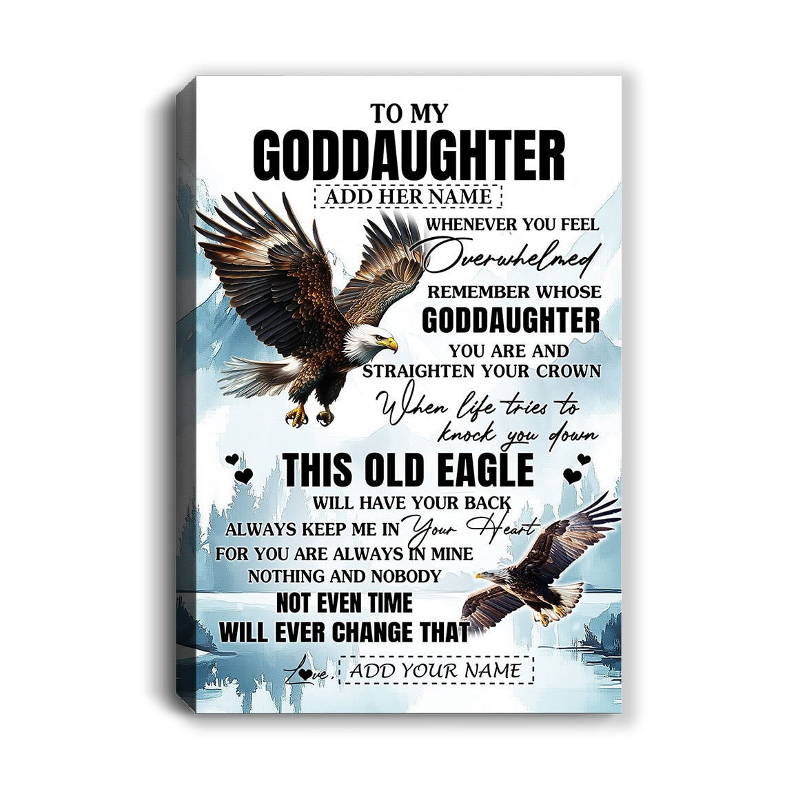 Personalized To My Goddaughter Gifts Canvas From Godmother Whenever Eagle Unique Birthday Gifts For Goddaughter Graduation Christmas Custom Wall Art Framed Canvas | teecentury