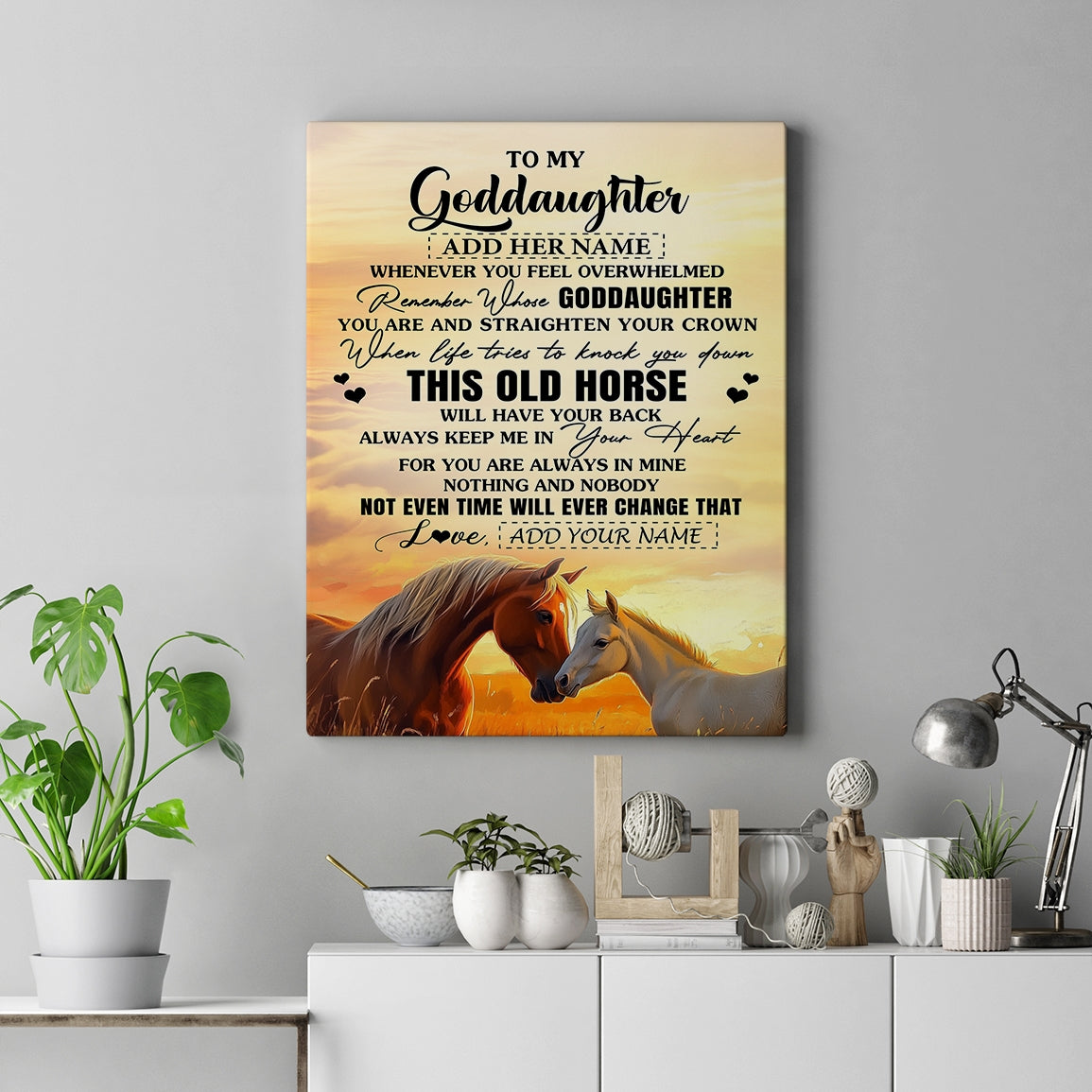 Personalized To My Goddaughter Gifts Canvas From Godmother Whenever Horse Unique Birthday Gifts For Goddaughter Graduation Christmas Custom Print Framed Canvas | teecentury