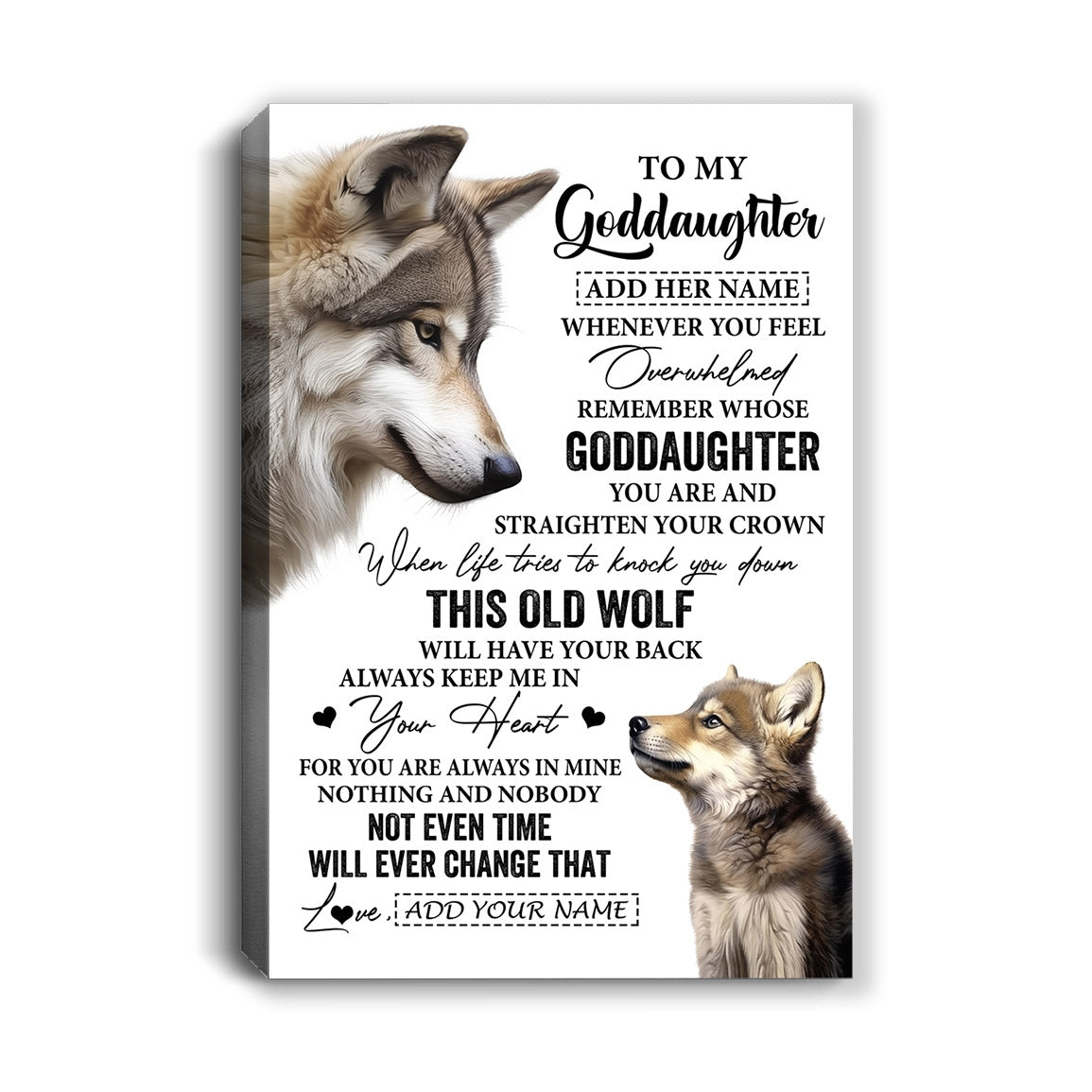 Personalized To My Goddaughter Gifts Canvas From Godmother Whenever Wolf Unique Birthday For Goddaughter Graduation Christmas Custom Wall Art Print Framed Canvas | teecentury