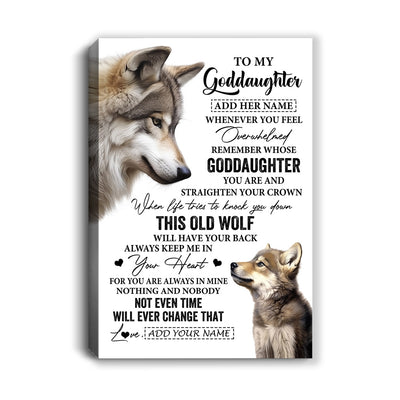 Personalized To My Goddaughter Gifts Canvas From Godmother Whenever Wolf Unique Birthday For Goddaughter Graduation Christmas Custom Wall Art Print Framed Canvas | teecentury