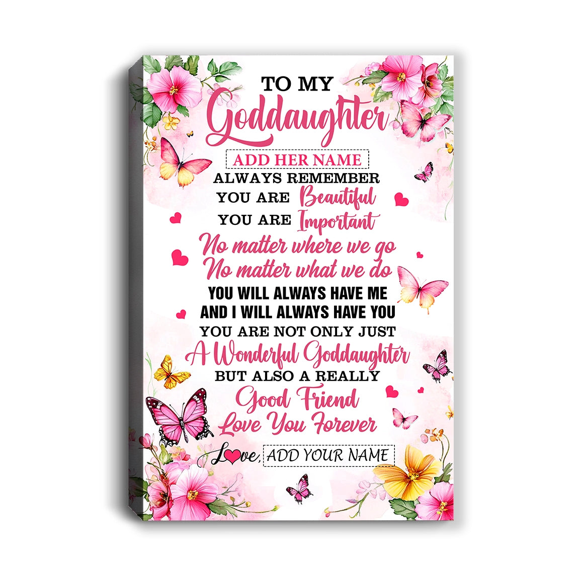 Personalized To My Goddaughter Gifts Canvas From Godmother You Are Beautiful Birthday Gifts For Goddaughter Graduation Christmas Custom Wall Art Framed Canvas | teecentury
