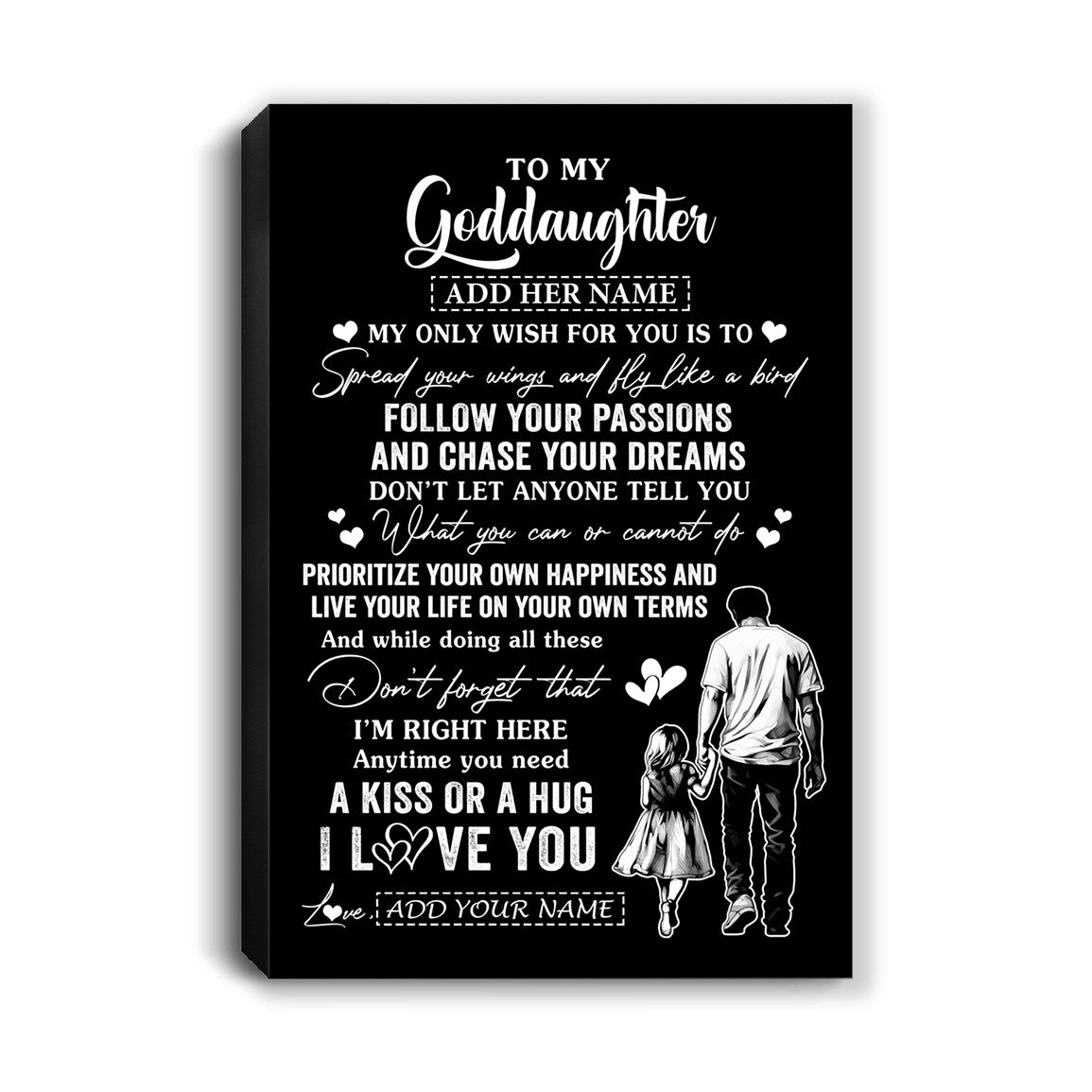 Personalized To My Goddaughter Gifts Canvas From Uncle Godfather My Only Wish For You Goddaughter Birthday Gifts Graduation Christmas Custom Art Print Framed Canvas | teecentury