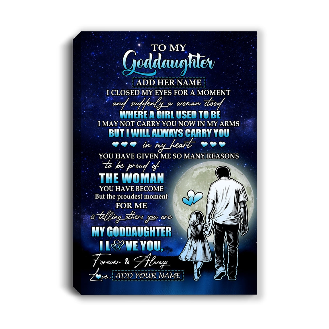 Personalized To My Goddaughter Gifts Canvas From Uncle I Closed My Eyes For A Moment Goddaughter Birthday Graduation Christmas Custom Wall Art Print Framed Canvas | teecentury