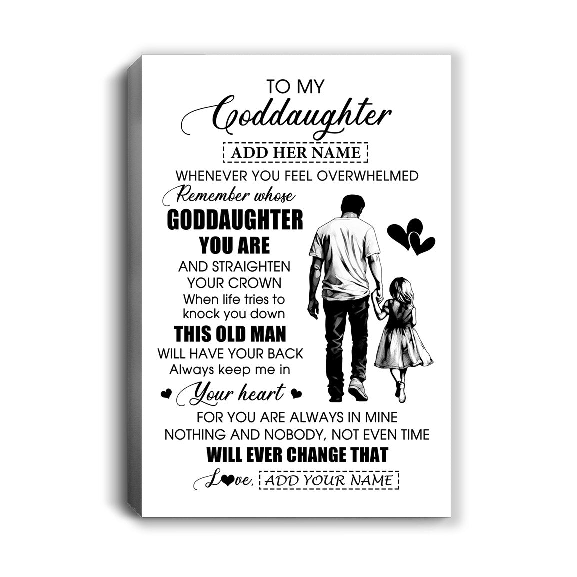 Personalized To My Goddaughter Gifts Canvas From Uncle Whenever Man Unique Birthday Gifts For Goddaughter Graduation Christmas Custom Wall Art Print Framed Canvas | teecentury