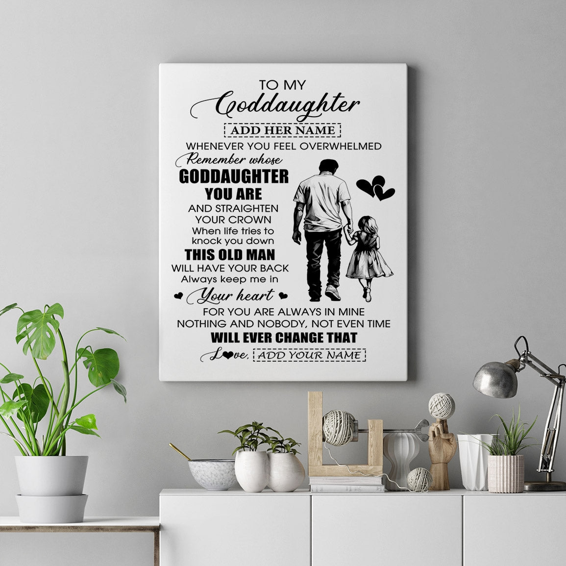 Personalized To My Goddaughter Gifts Canvas From Uncle Whenever Man Unique Birthday Gifts For Goddaughter Graduation Christmas Custom Wall Art Print Framed Canvas | teecentury