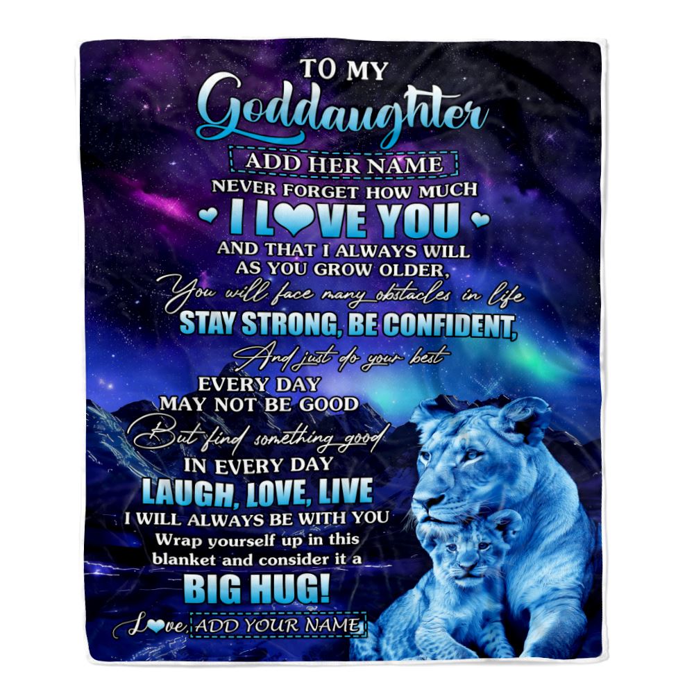 Personalized To My Goddaughter Gifts From Aunt Auntie Laught Love Live Lion Great Goddaughter Birthday Gifts Graduation Christmas Customized Fleece Blanket | teecentury