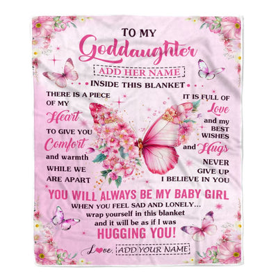 Personalized To My Goddaughter Gifts From Aunt Blanket Floral Butterfly Birthday Gifts For Goddaughter Graduation Christmas Customized Fleece Throw Blanket | teecentury