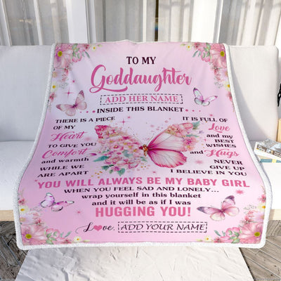 Personalized To My Goddaughter Gifts From Aunt Blanket Floral Butterfly Birthday Gifts For Goddaughter Graduation Christmas Customized Fleece Throw Blanket | teecentury