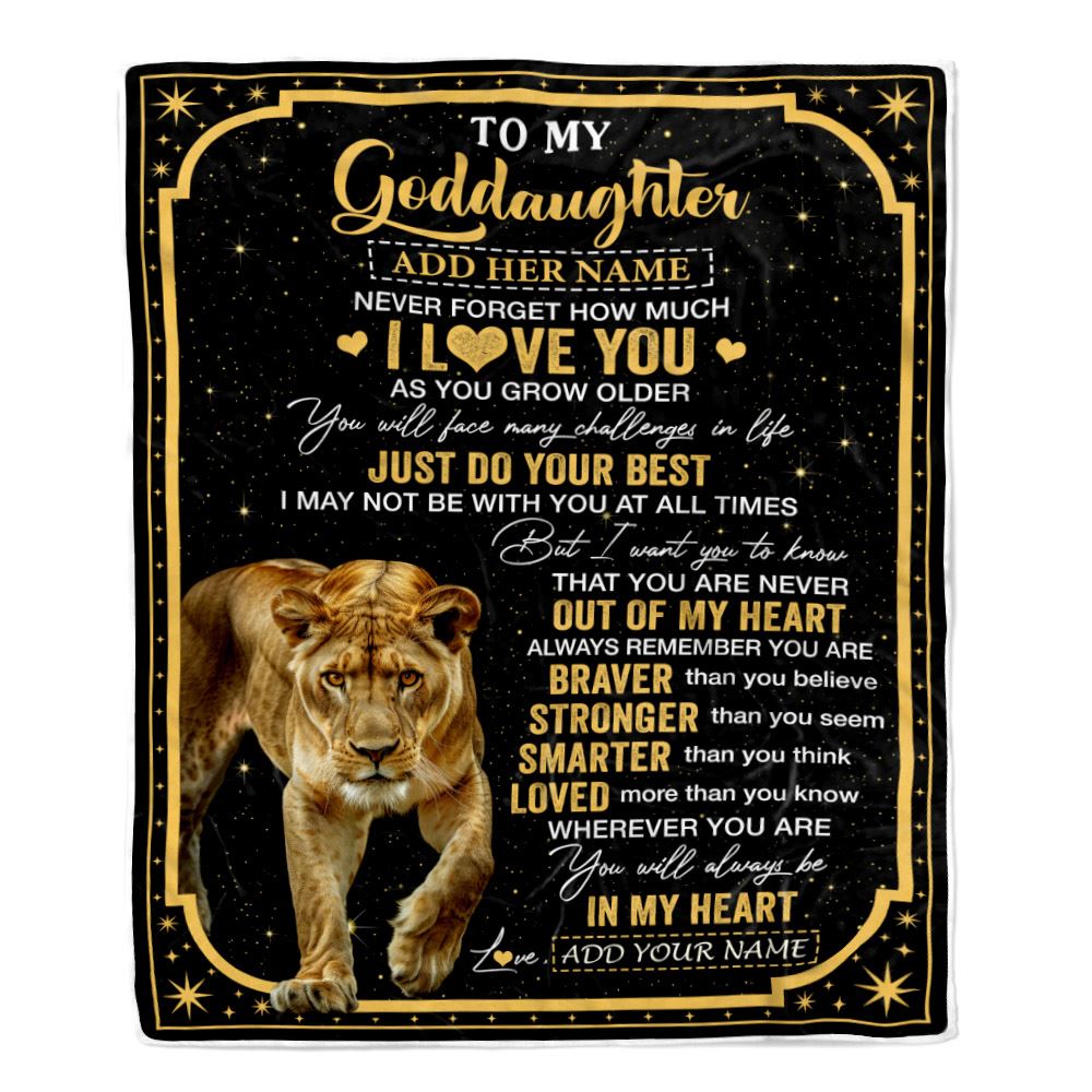 Personalized To My Goddaughter Gifts From Aunt Blanket Lion I Love You Graduation Birthday Gifts For Goddaughter Christmas Customized Fleece Throw Blanket | teecentury