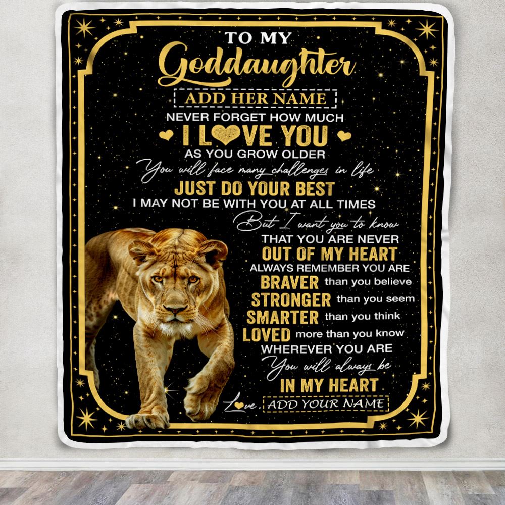 Personalized To My Goddaughter Gifts From Aunt Blanket Lion I Love You Graduation Birthday Gifts For Goddaughter Christmas Customized Fleece Throw Blanket | teecentury