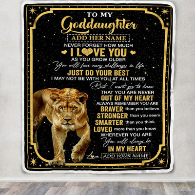 Personalized To My Goddaughter Gifts From Aunt Blanket Lion I Love You Graduation Birthday Gifts For Goddaughter Christmas Customized Fleece Throw Blanket | teecentury