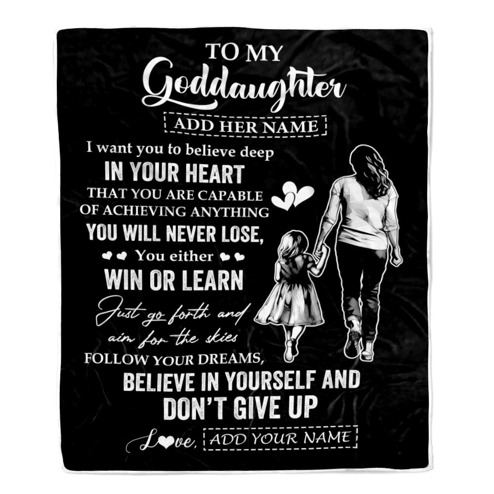 Personalized To My Goddaughter Gifts From Aunt Don't Give Up Godmother Gifts For Goddaughter Birthday Graduation Christmas Customized Fleece Throw Blanket | teecentury