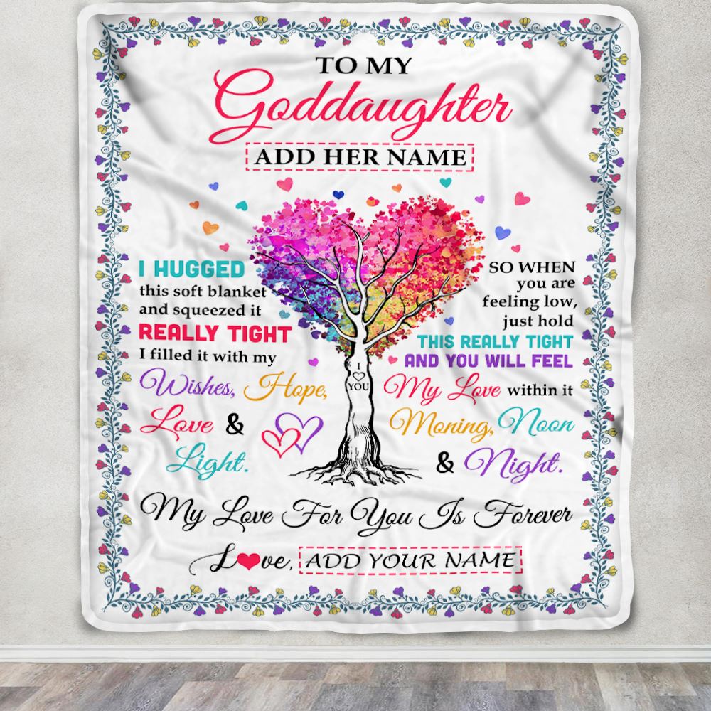 Personalized To My Goddaughter Gifts From Aunt Hugged Blanket Birthday Gifts For Goddaughter Graduation Christmas Customized Fleece Throw Blanket | teecentury