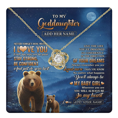 Love Knot Necklace 18K Yellow Gold Finish | 1 | Personalized To My Goddaughter Gifts From Aunt Uncle Auntie Bear Never Forget How Much I Love You Goddaughter Birthday Christmas Custom Gift Box Message Card | teecentury.myshopify