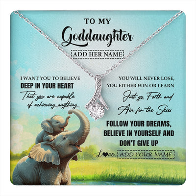 Alluring Beauty Necklace 14K White Gold Finish | 1 | Personalized To My Goddaughter Gifts From Aunt Uncle Don't Give Up Elephant Gifts For Goddaughter Birthday Graduation Christmas Custom Gift Box Message Card | https://teecentury.