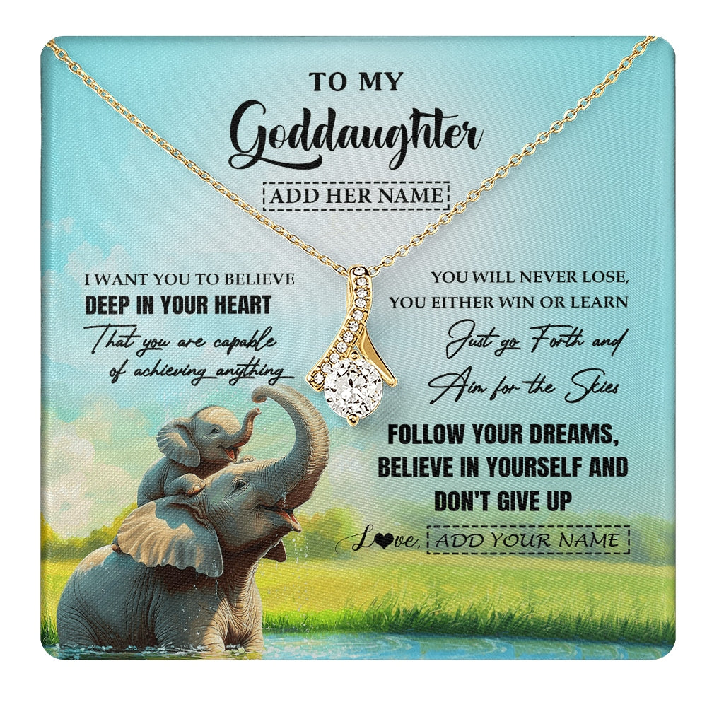 Alluring Beauty Necklace 18K Yellow Gold Finish | 1 | Personalized To My Goddaughter Gifts From Aunt Uncle Don't Give Up Elephant Gifts For Goddaughter Birthday Graduation Christmas Custom Gift Box Message Card | https://teecentury.