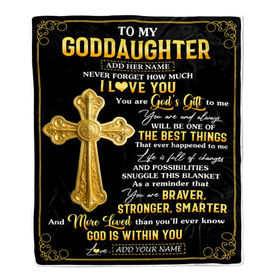 Personalized To My Goddaughter Gifts From Godfather Blanket Christian God Is With You Gifts For Goddaughter Birthday Present Christmas Custom Fleece Blanket | teecentury