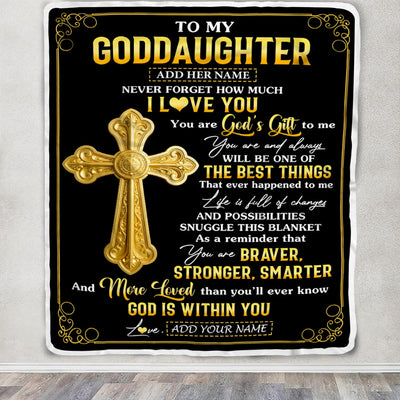 Personalized To My Goddaughter Gifts From Godfather Blanket Christian God Is With You Gifts For Goddaughter Birthday Present Christmas Custom Fleece Blanket | teecentury