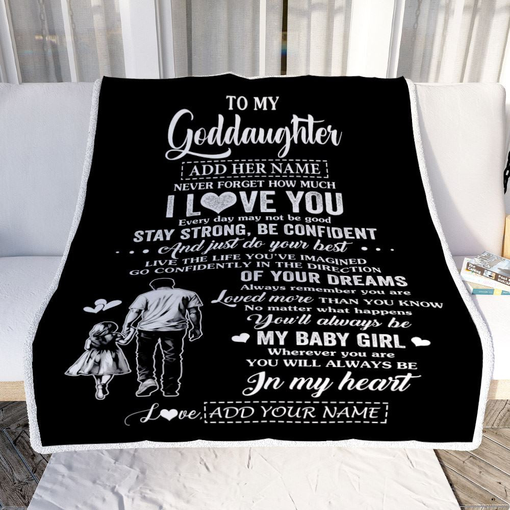 Personalized To My Goddaughter Gifts From Godfather Blanket Never Forget How Much I Love You Goddaughter Birthday Graduation Christmas Fleece Throw Blanket | teecentury