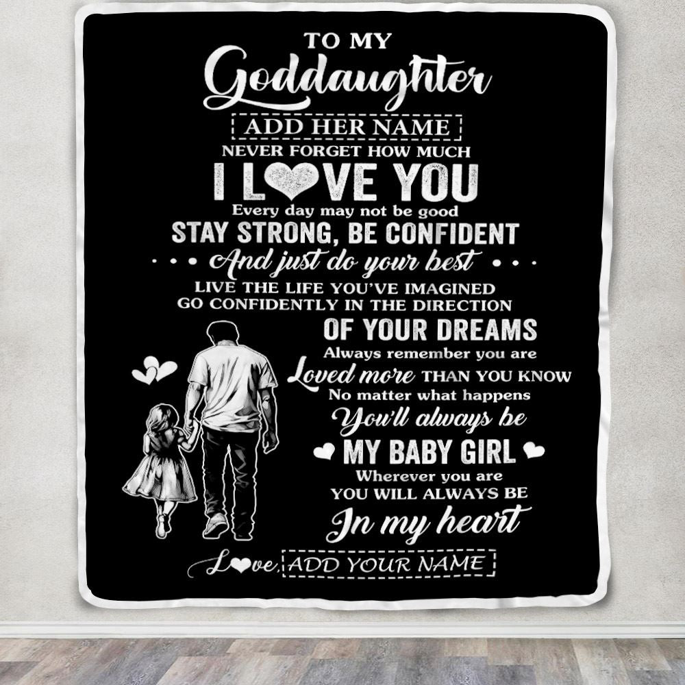 Personalized To My Goddaughter Gifts From Godfather Blanket Never Forget How Much I Love You Goddaughter Birthday Graduation Christmas Fleece Throw Blanket | teecentury