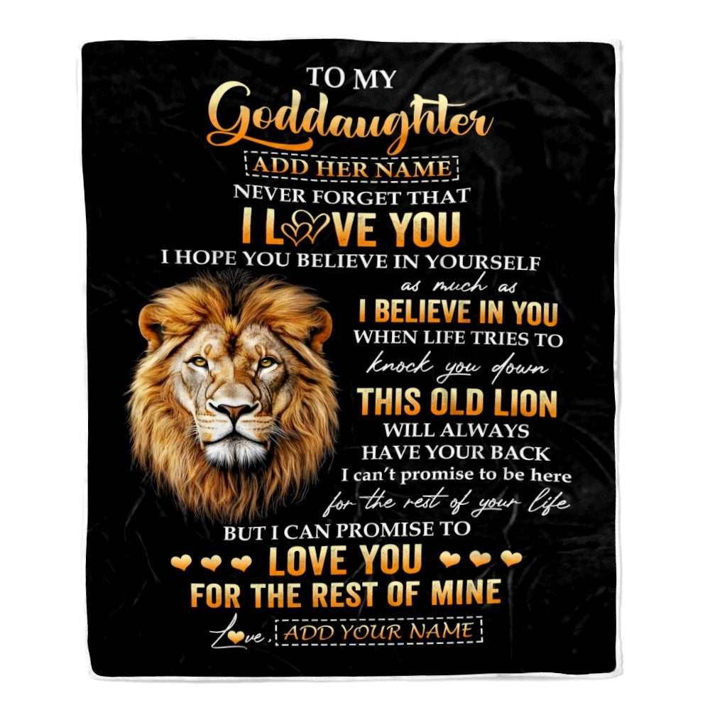 Personalized To My Goddaughter Gifts From Godfather Blanket Old Lion Love You Goddaughter Birthday Gifts Graduation Christmas Custom Fleece Throw Blanket | teecentury