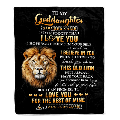 Personalized To My Goddaughter Gifts From Godfather Blanket Old Lion Love You Goddaughter Birthday Gifts Graduation Christmas Custom Fleece Throw Blanket | teecentury