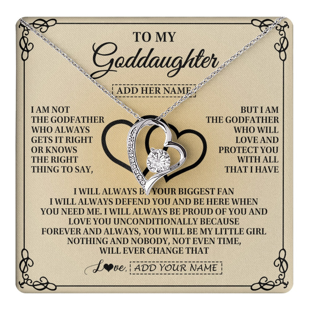 Forever Love Necklace 14K White Gold Finish | 1 | Personalized To My Goddaughter Gifts From Godfather Goddaughter Birthday Gifts Jewelry For Women Goddaughter Pendant Necklace Christmas Gift Box Message Card | teecentury.myshopify