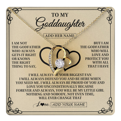Forever Love Necklace 18K Yellow Gold Finish | 1 | Personalized To My Goddaughter Gifts From Godfather Goddaughter Birthday Gifts Jewelry For Women Goddaughter Pendant Necklace Christmas Gift Box Message Card | teecentury.myshopify
