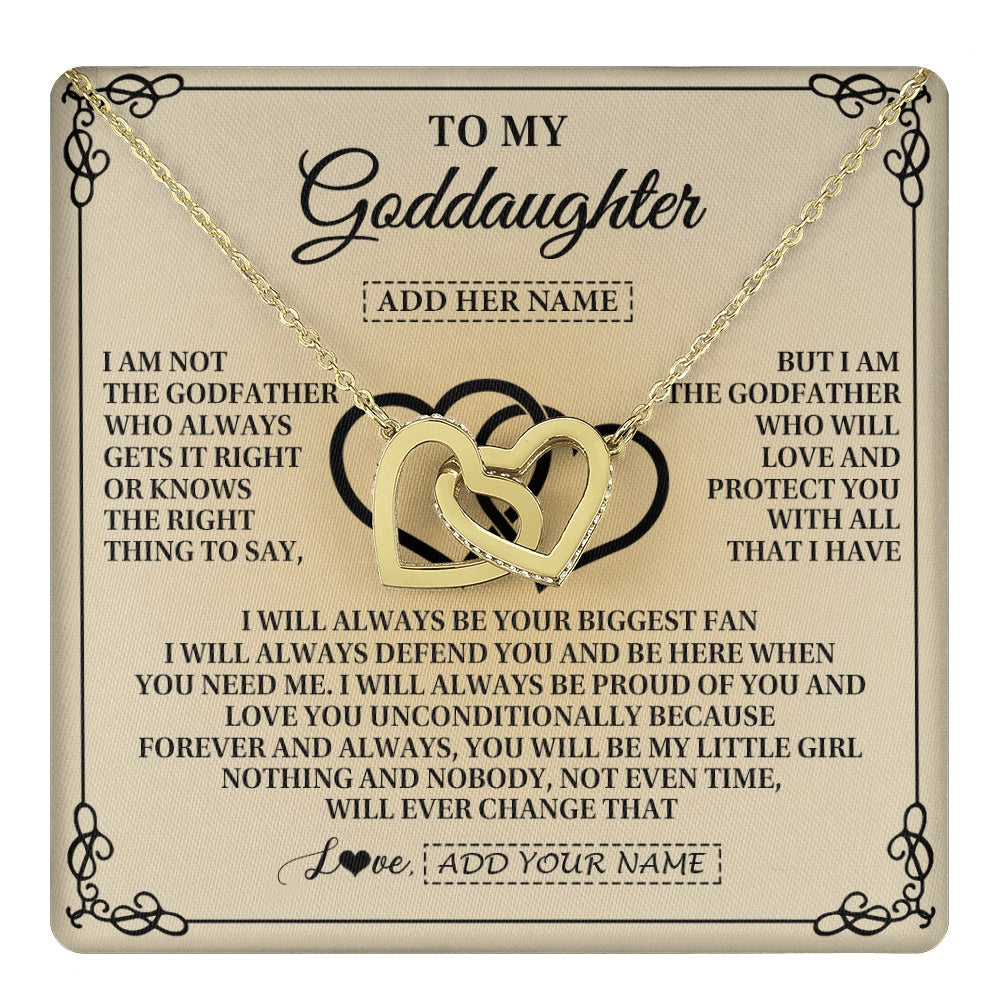 Interlocking Hearts Necklace 18K Yellow Gold Finish | 1 | Personalized To My Goddaughter Gifts From Godfather Goddaughter Birthday Gifts Jewelry For Women Goddaughter Pendant Necklace Christmas Gift Box Message Card | teecentury.myshopify