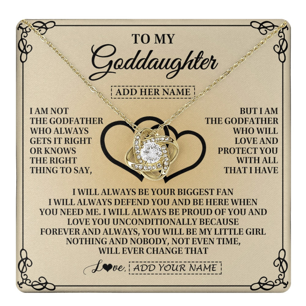Love Knot Necklace 18K Yellow Gold Finish | 1 | Personalized To My Goddaughter Gifts From Godfather Goddaughter Birthday Gifts Jewelry For Women Goddaughter Pendant Necklace Christmas Gift Box Message Card | teecentury.myshopify