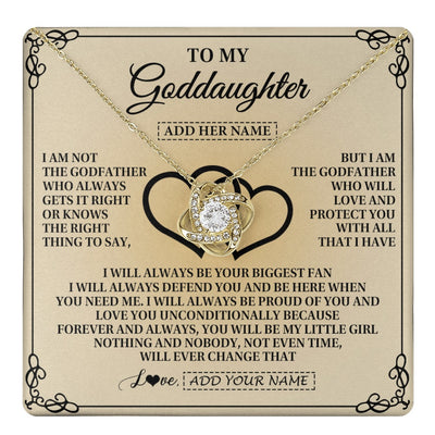 Love Knot Necklace 18K Yellow Gold Finish | 1 | Personalized To My Goddaughter Gifts From Godfather Goddaughter Birthday Gifts Jewelry For Women Goddaughter Pendant Necklace Christmas Gift Box Message Card | teecentury.myshopify