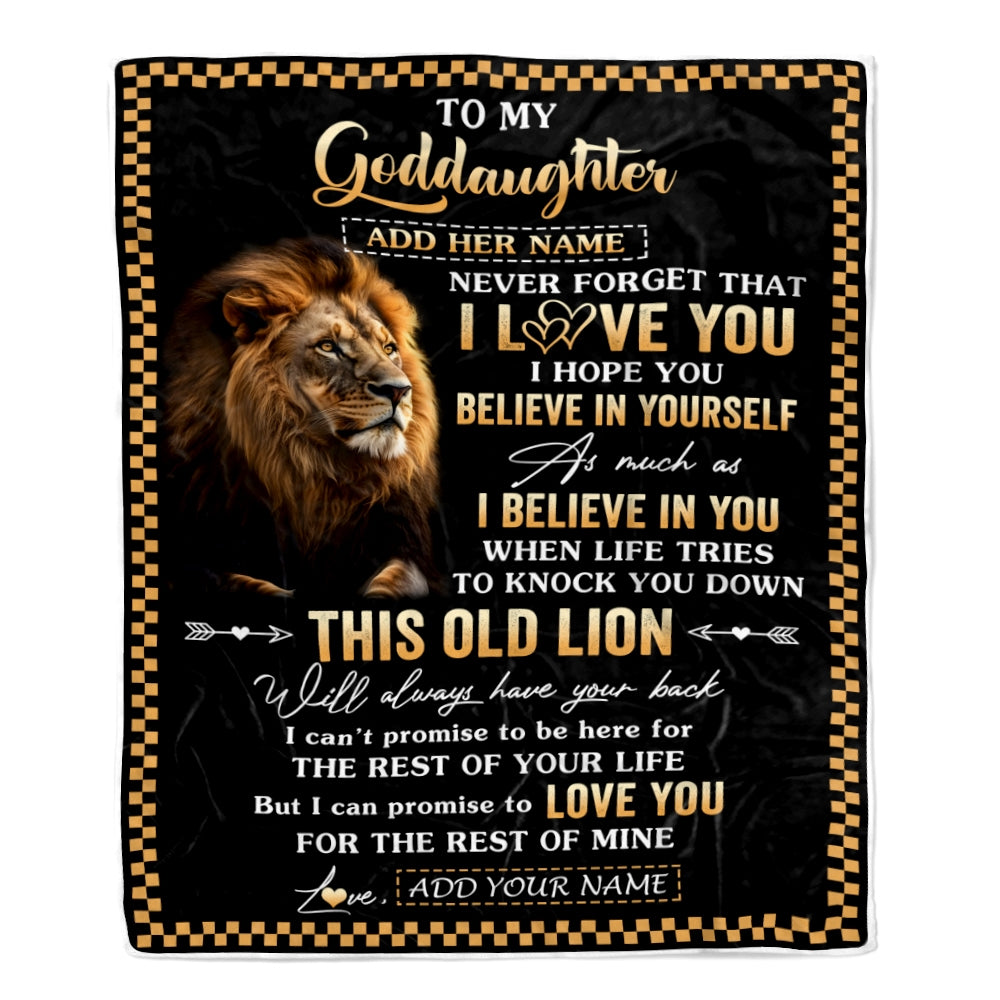 Personalized To My Goddaughter Gifts From Godfather Godmother Blanket Old Lion Love You Goddaughter Birthday Gifts Graduation Christmas Fleece Throw Blanket | teecentury