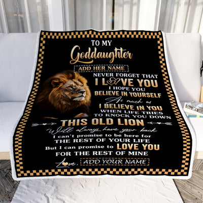 Personalized To My Goddaughter Gifts From Godfather Godmother Blanket Old Lion Love You Goddaughter Birthday Gifts Graduation Christmas Fleece Throw Blanket | teecentury