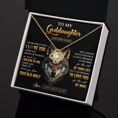 Love Knot Necklace 18K Yellow Gold Finish | 2 | Personalized To My Goddaughter Gifts From Godfather Godmother Necklace Old Wolf Love You Goddaughter Birthday Gifts Graduation Christmas Gift Box Message Card | teecentury