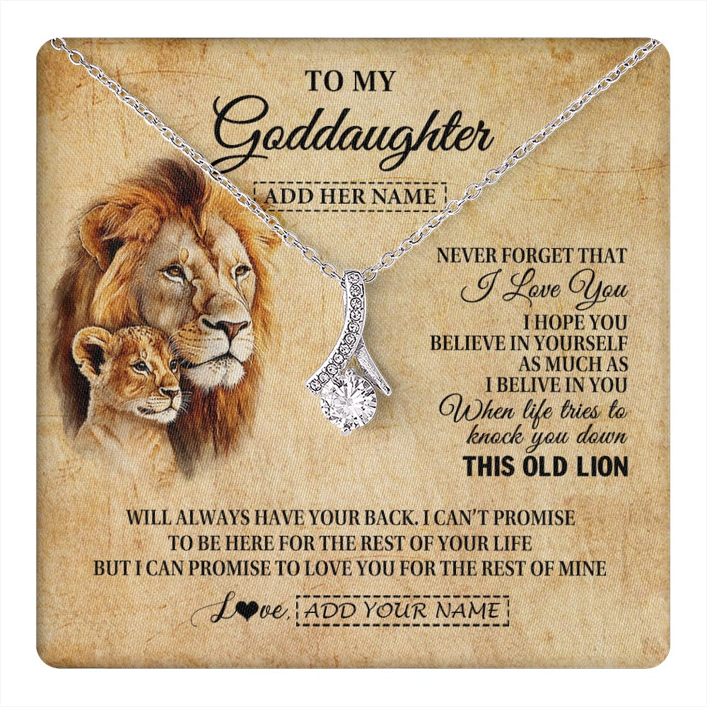 Alluring Beauty Necklace 14K White Gold Finish | 1 | Personalized To My Goddaughter Gifts From Godfather Lion Necklace I Love You Goddaughter Birthday Gifts Graduation Christmas Custom Gift Box Message Card | teecentury.myshopify