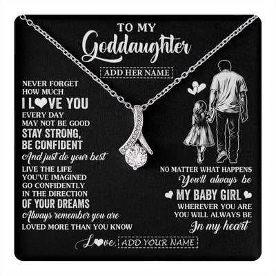 Alluring Beauty Necklace 14K White Gold Finish | 1 | Personalized To My Goddaughter Gifts From Godfather Necklace Never Forget How Much I Love You Goddaughter Birthday Graduation Christmas Gift Box Message Card | https://teecentury.