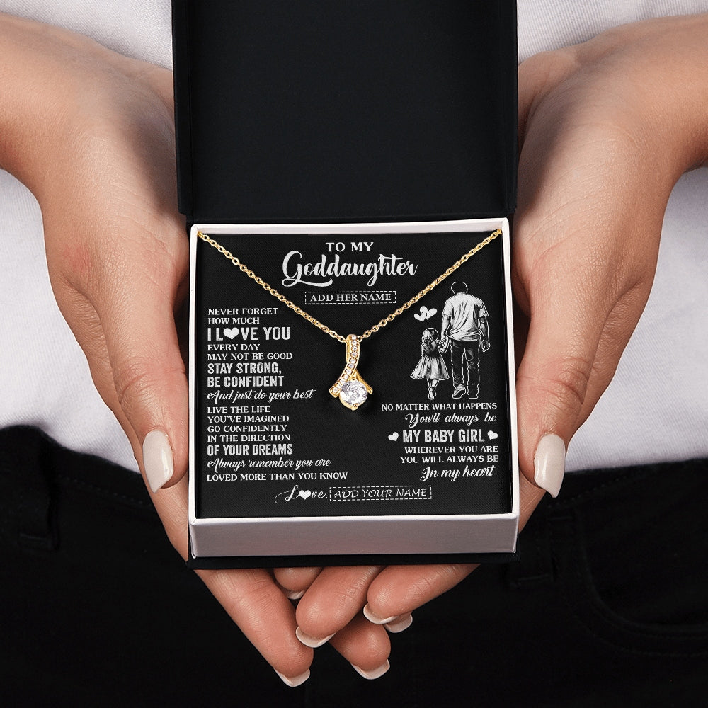 Alluring Beauty Necklace 18K Yellow Gold Finish | 2 | Personalized To My Goddaughter Gifts From Godfather Necklace Never Forget How Much I Love You Goddaughter Birthday Graduation Christmas Gift Box Message Card | https://teecentury.