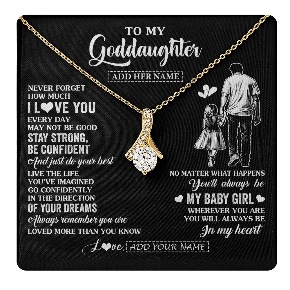 Alluring Beauty Necklace 18K Yellow Gold Finish | 1 | Personalized To My Goddaughter Gifts From Godfather Necklace Never Forget How Much I Love You Goddaughter Birthday Graduation Christmas Gift Box Message Card | https://teecentury.