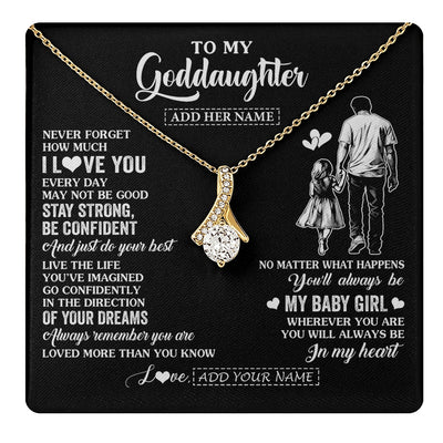 Alluring Beauty Necklace 18K Yellow Gold Finish | 1 | Personalized To My Goddaughter Gifts From Godfather Necklace Never Forget How Much I Love You Goddaughter Birthday Graduation Christmas Gift Box Message Card | https://teecentury.
