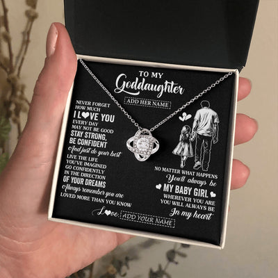 Love Knot Necklace 14K White Gold Finish | 2 | Personalized To My Goddaughter Gifts From Godfather Necklace Never Forget How Much I Love You Goddaughter Birthday Graduation Christmas Gift Box Message Card | https://teecentury.