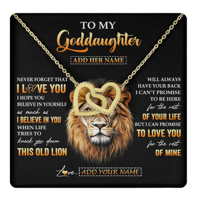 Interlocking Hearts Necklace 18K Yellow Gold Finish | 1 | Personalized To My Goddaughter Gifts From Godfather Necklace Old Lion Love You Goddaughter Birthday Gifts Graduation Christmas Custom Gift Box Message Card | teecentury.myshopify