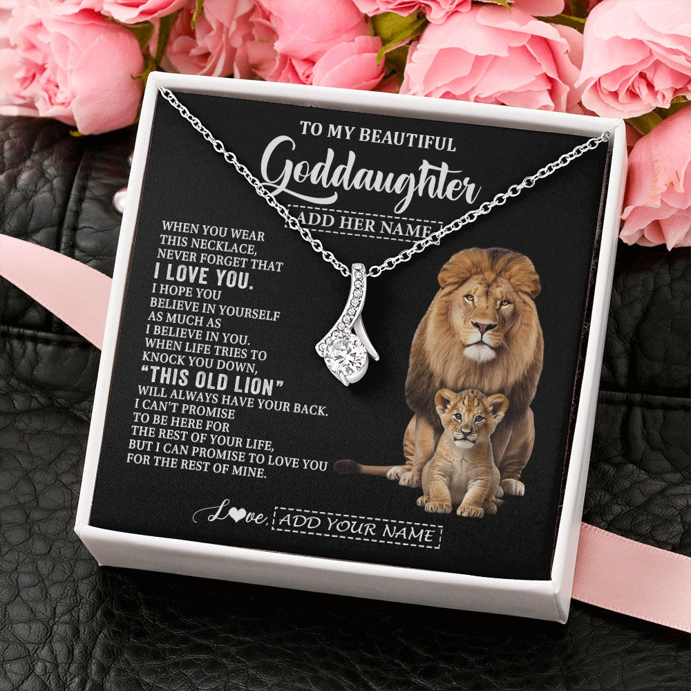 Alluring Beauty Necklace 14K White Gold Finish | 2 | Personalized To My Goddaughter Gifts From Godfather Necklace This Old Lion Love You Goddaughter Birthday Gifts Christmas Jewelry Custom Gift Box Message Card | https://teecentury.