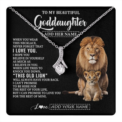 Alluring Beauty Necklace 14K White Gold Finish | 1 | Personalized To My Goddaughter Gifts From Godfather Necklace This Old Lion Love You Goddaughter Birthday Gifts Christmas Jewelry Custom Gift Box Message Card | https://teecentury.