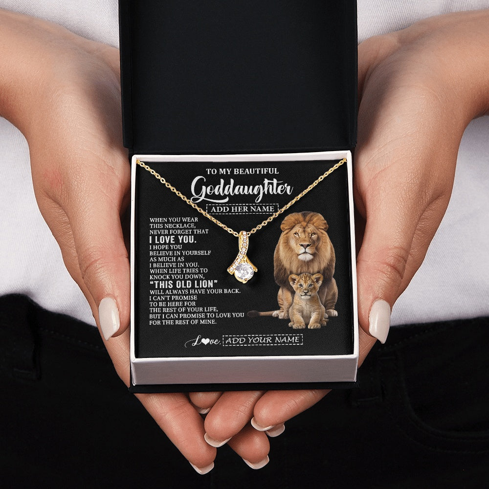Alluring Beauty Necklace 18K Yellow Gold Finish | 2 | Personalized To My Goddaughter Gifts From Godfather Necklace This Old Lion Love You Goddaughter Birthday Gifts Christmas Jewelry Custom Gift Box Message Card | https://teecentury.