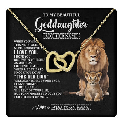 Interlocking Hearts Necklace 18K Yellow Gold Finish | 1 | Personalized To My Goddaughter Gifts From Godfather Necklace This Old Lion Love You Goddaughter Birthday Gifts Christmas Jewelry Custom Gift Box Message Card | https://teecentury.