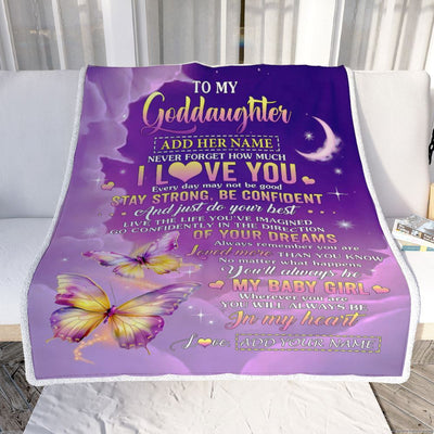 Personalized To My Goddaughter Gifts From Godmother Aunt Blanket Butterfly Never Forget How Much I Love You Goddaughter Birthday Gifts Christmas Fleece Blanket | teecentury