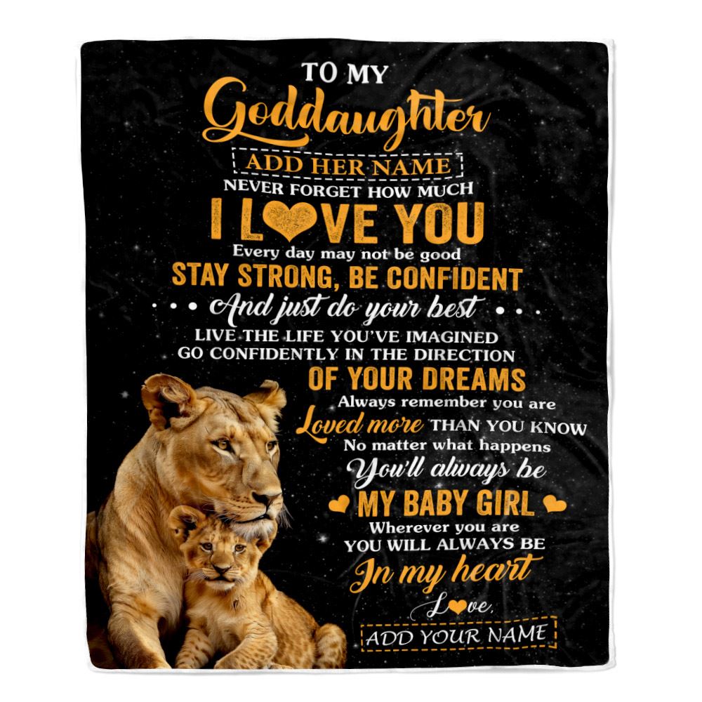 Personalized To My Goddaughter Gifts From Godmother Aunt Blanket Lion Never Forget How Much I Love You Goddaughter Birthday Graduation Christmas Fleece Blanket | teecentury